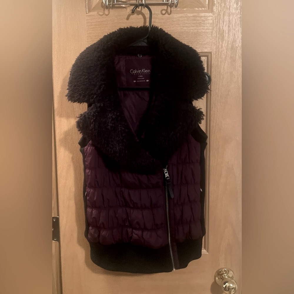 Calvin Klein Performance Purple Puffer Vest with Removable Collar